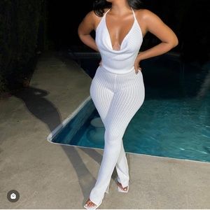 Naked Wardrobe Summer Knit Pants in White